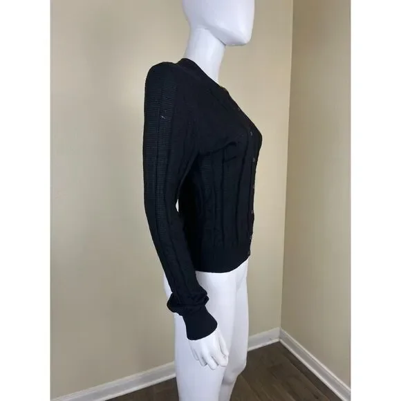 Missoni Women Size S Black Chevron Knit Cardigan Sweater Minimal Preppy Casual - Picture 12 of 16